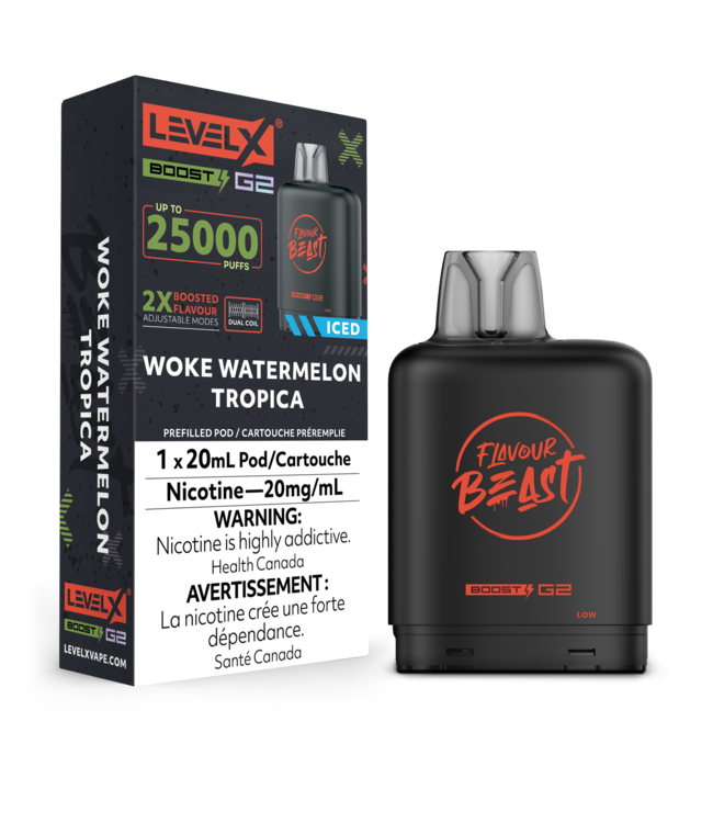 LEVEL X FLAVOUR BEAST POD 25K ON WOKE WATERMELON TROPICA