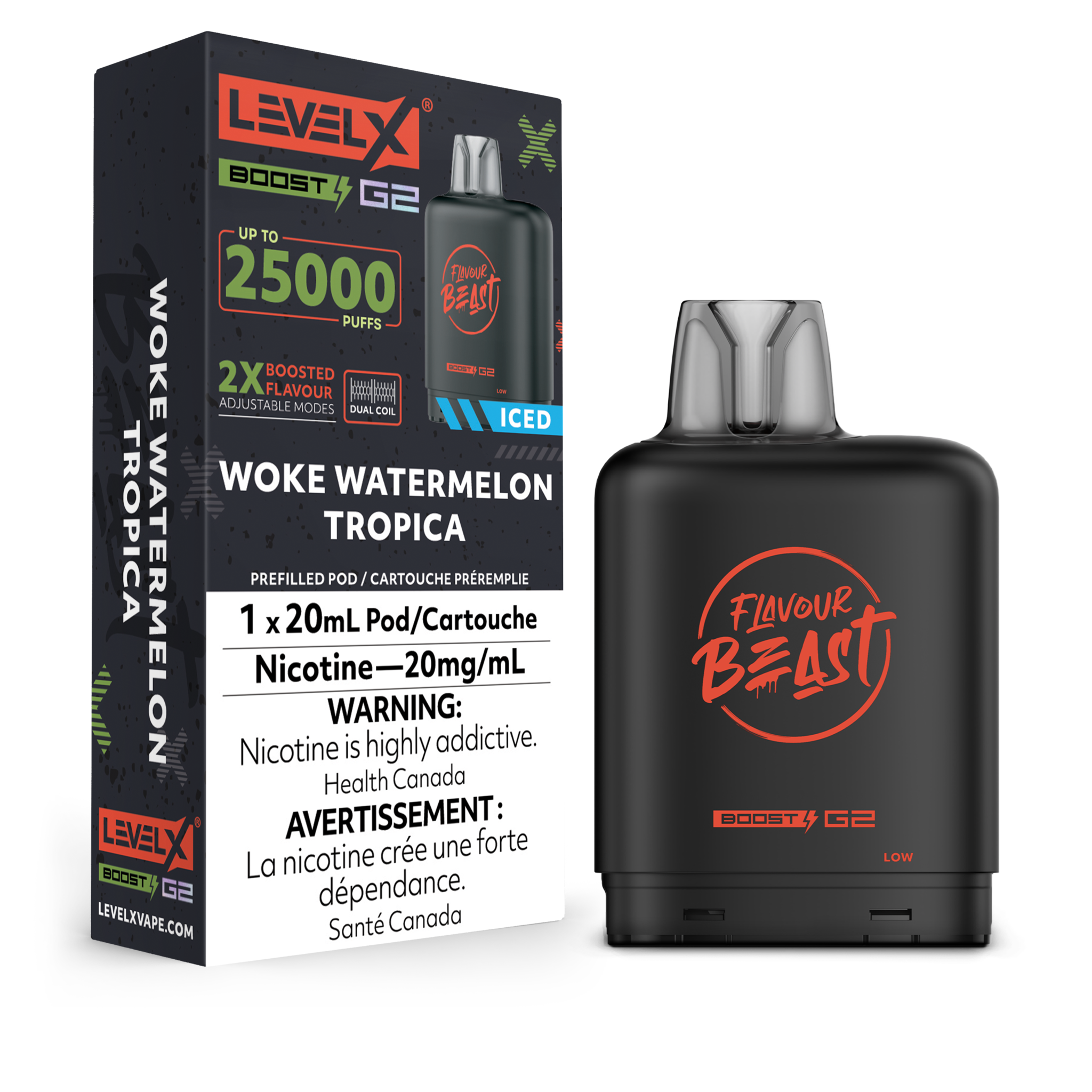 LEVEL X FLAVOUR BEAST POD 25K ON WOKE WATERMELON TROPICA