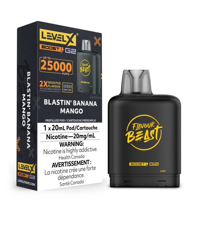 LEVEL X FLAVOUR BEAST POD 25K ON BLASTIN' BANANA MAGO