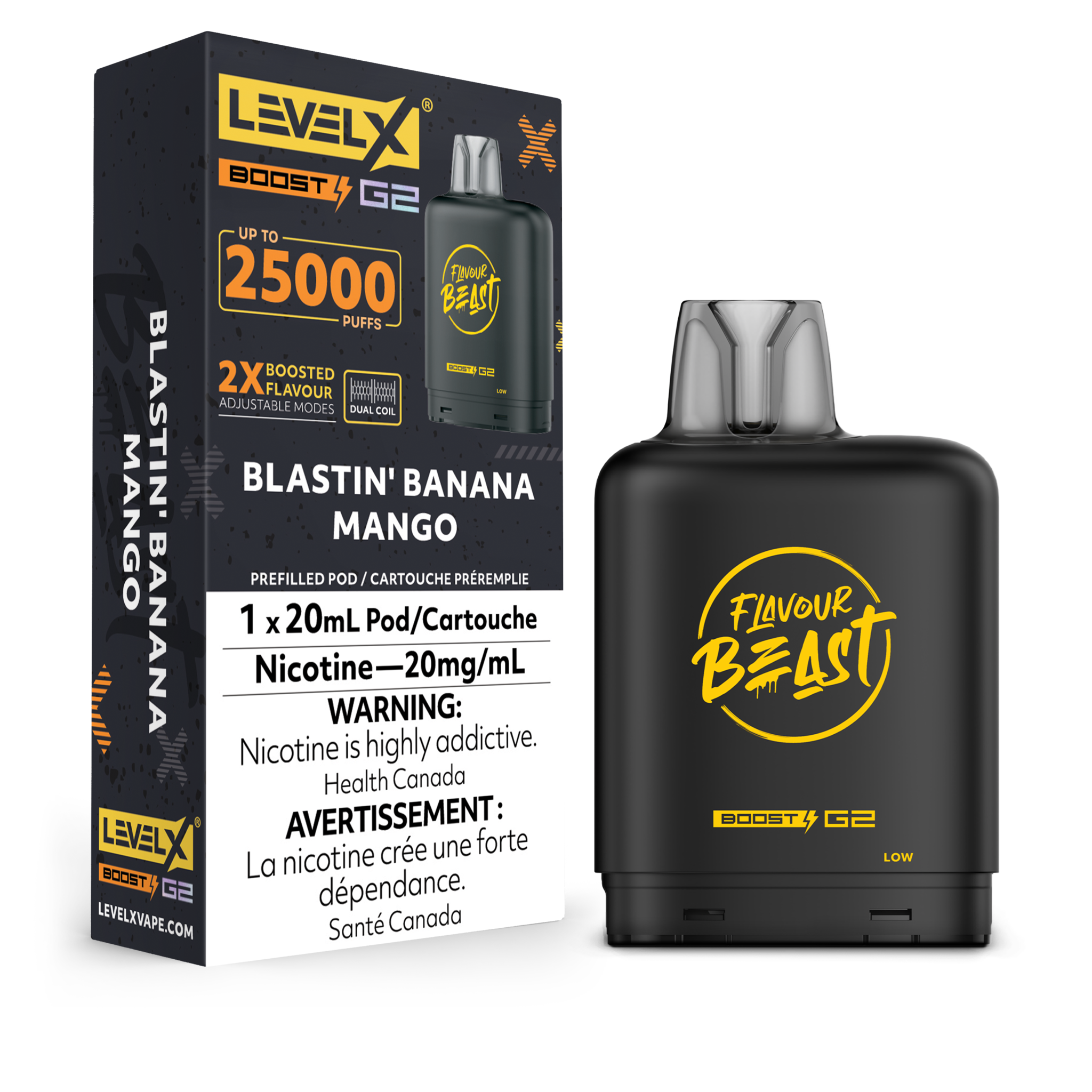 LEVEL X FLAVOUR BEAST POD 25K ON BLASTIN' BANANA MAGO