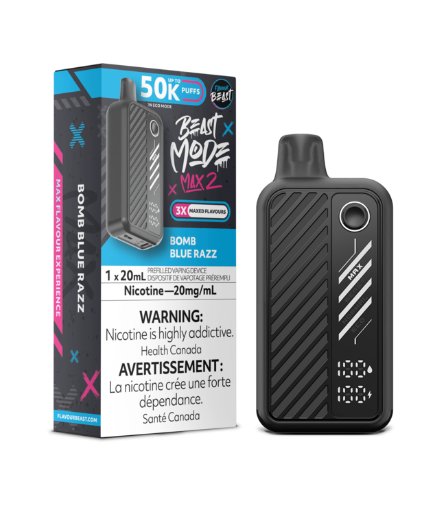 FLAVOUR BEAST BEAST MODE MAX 2 ON 50K BOMB BLUE RAZZ