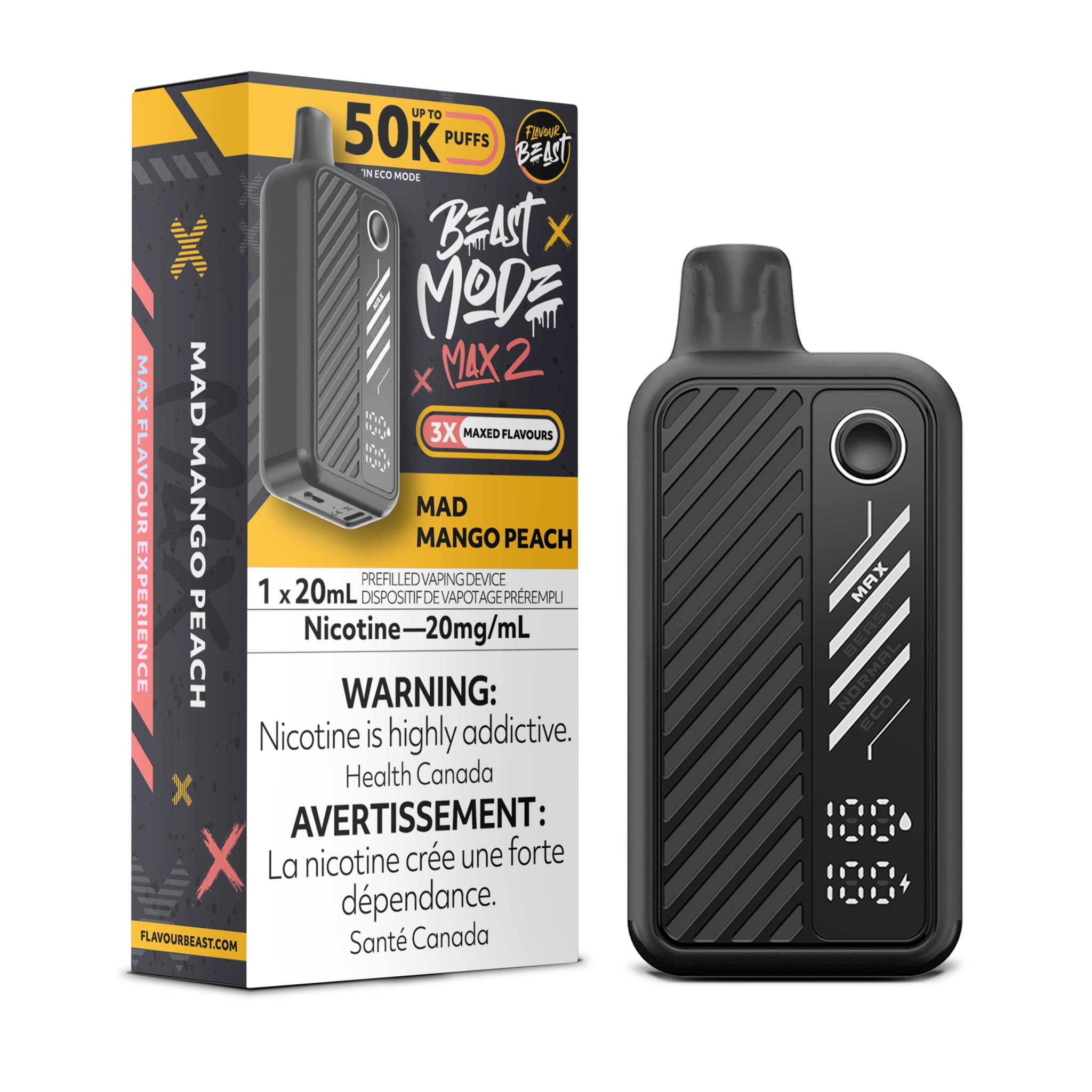 FLAVOUR BEAST BEAST MODE MAX 2 ON 50K MAD MANGO PEACH