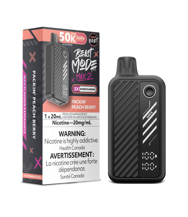 FLAVOUR BEAST BEAST MODE MAX 2 ON 50K PACKIN PEACH BERRY