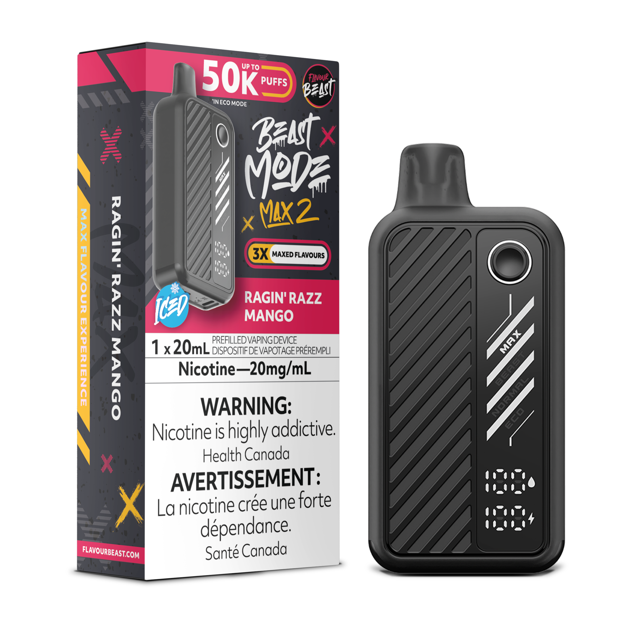 FLAVOUR BEAST BEAST MODE MAX 2 ON 50K RAGIN RAZZ MANGO