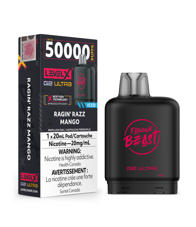 FLAVOUR BEAST LEVEL X G2 ULTRA POD ON RAGIN' RAZZ MANGO