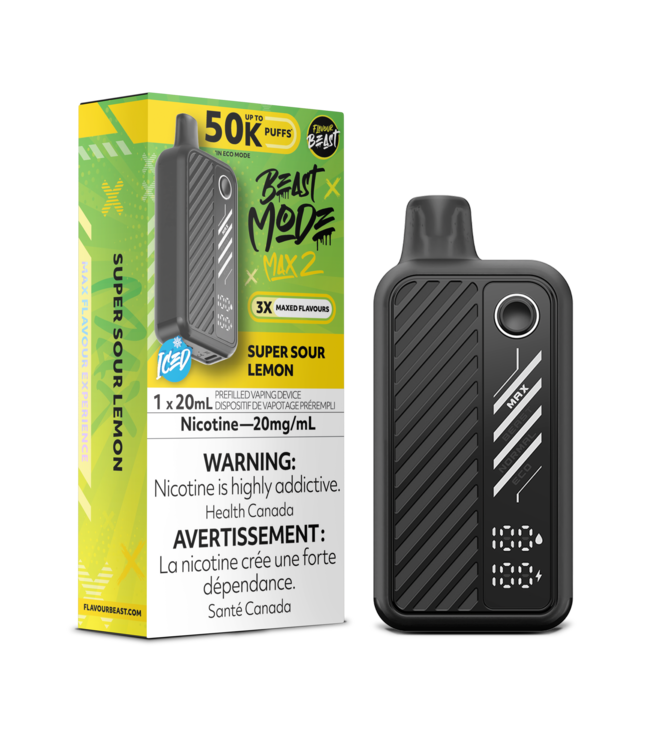 FLAVOUR BEAST BEAST MODE MAX 2 ON 50K SUPER SOUR LEMON