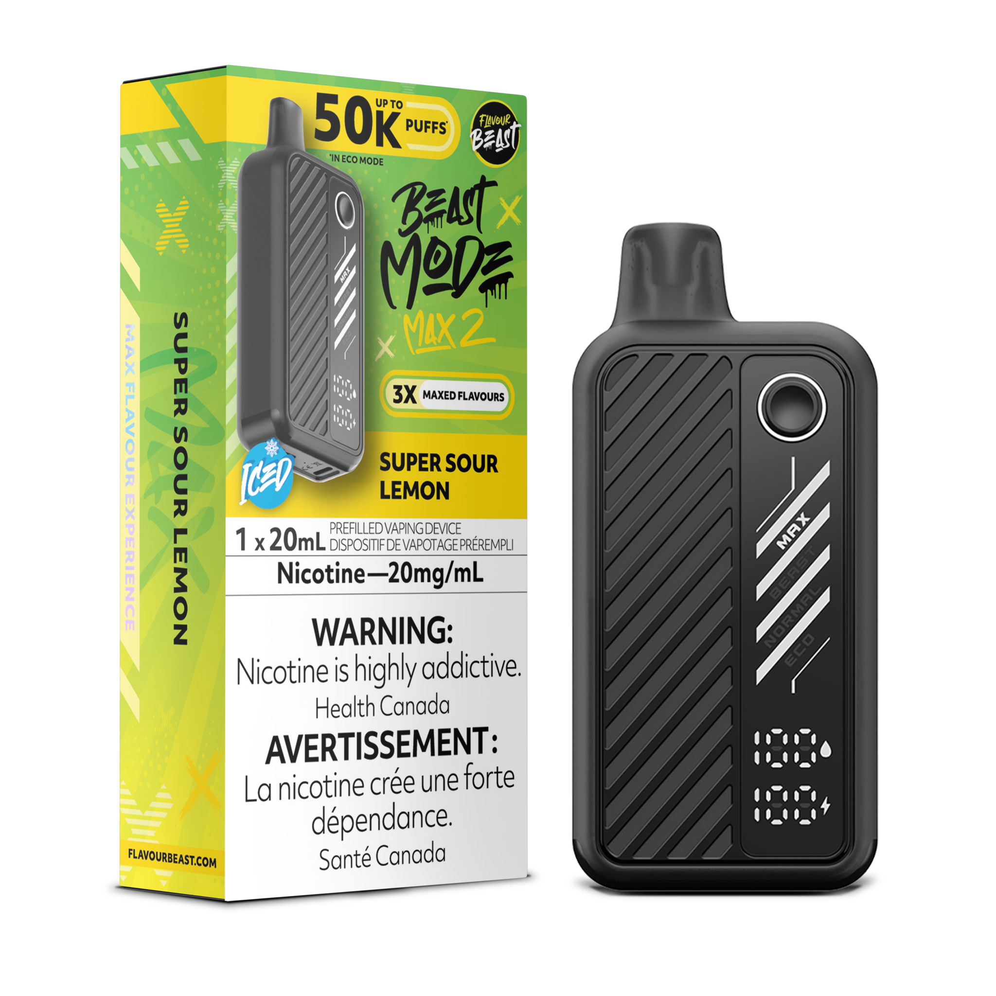 FLAVOUR BEAST BEAST MODE MAX 2 ON 50K SUPER SOUR LEMON