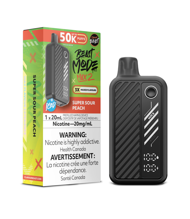 FLAVOUR BEAST BEAST MODE MAX 2 ON 50K SUPER SOUR PEACH