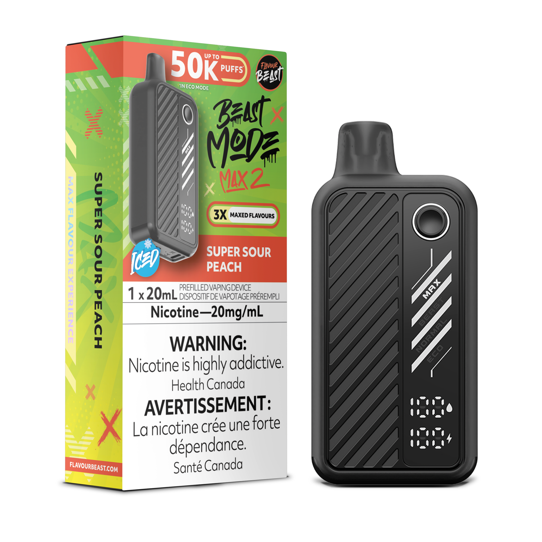 FLAVOUR BEAST BEAST MODE MAX 2 ON 50K SUPER SOUR PEACH