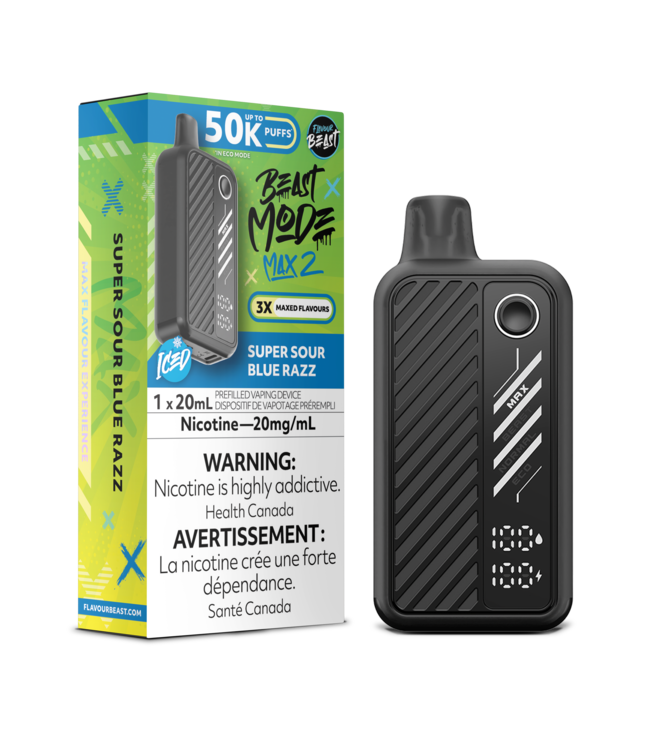 FLAVOUR BEAST BEAST MODE MAX 2 ON 50K SUPER SOUR BLUE RAZZ