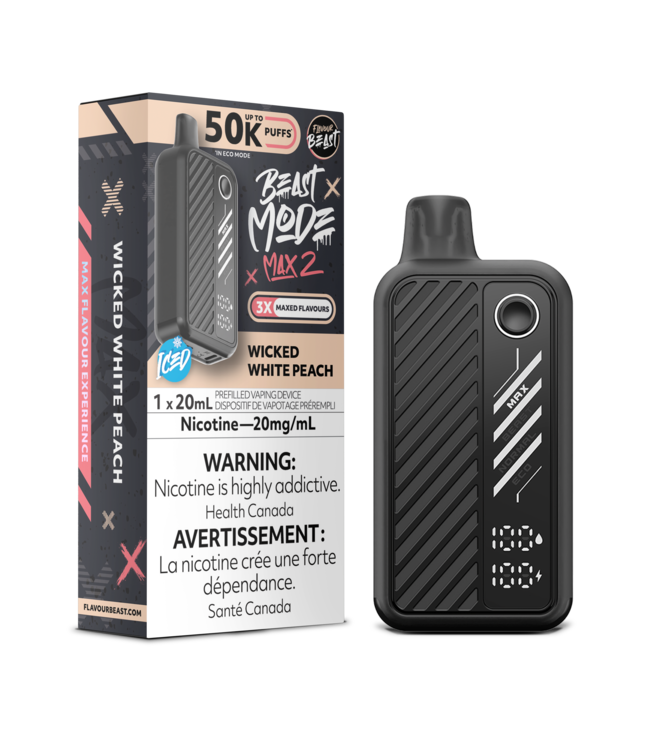 FLAVOUR BEAST BEAST MODE MAX 2 ON 50K WICKED WHITE PEACH