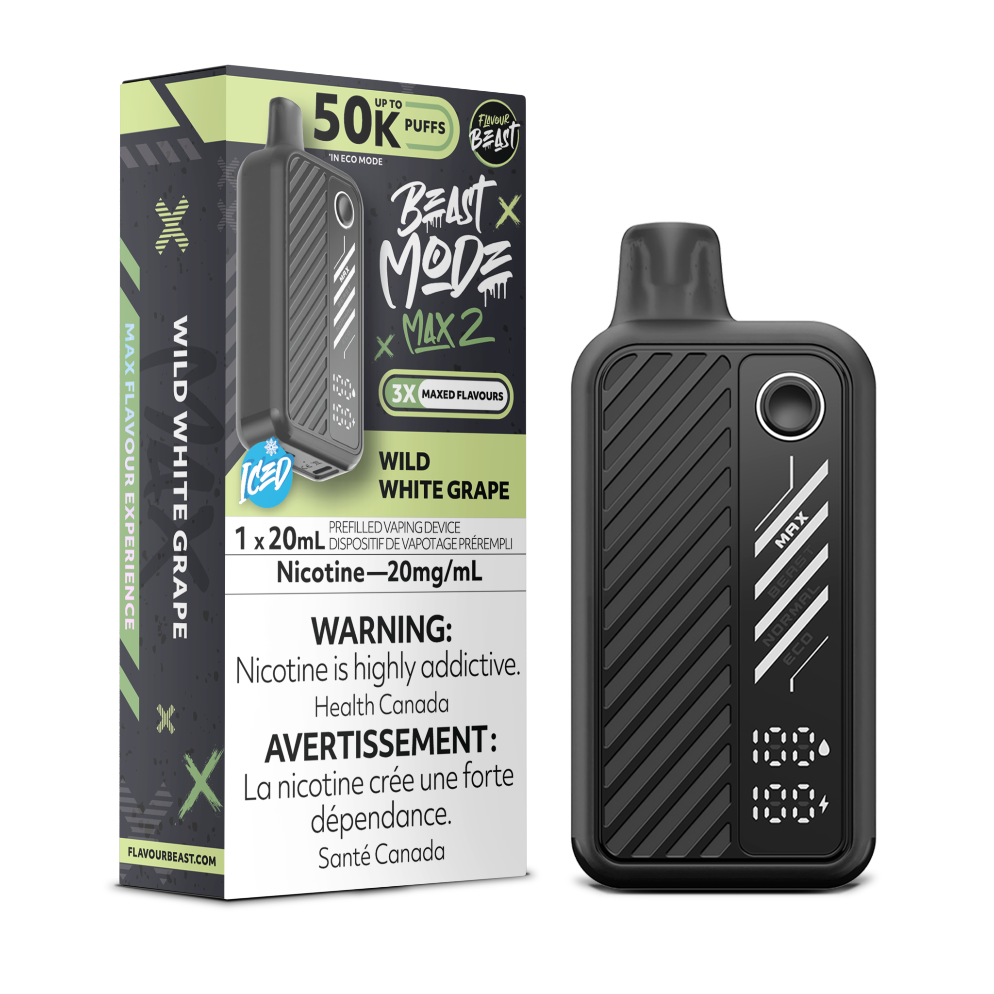 FLAVOUR BEAST BEAST MODE MAX 2 ON 50K WILD WHITE GRAPE