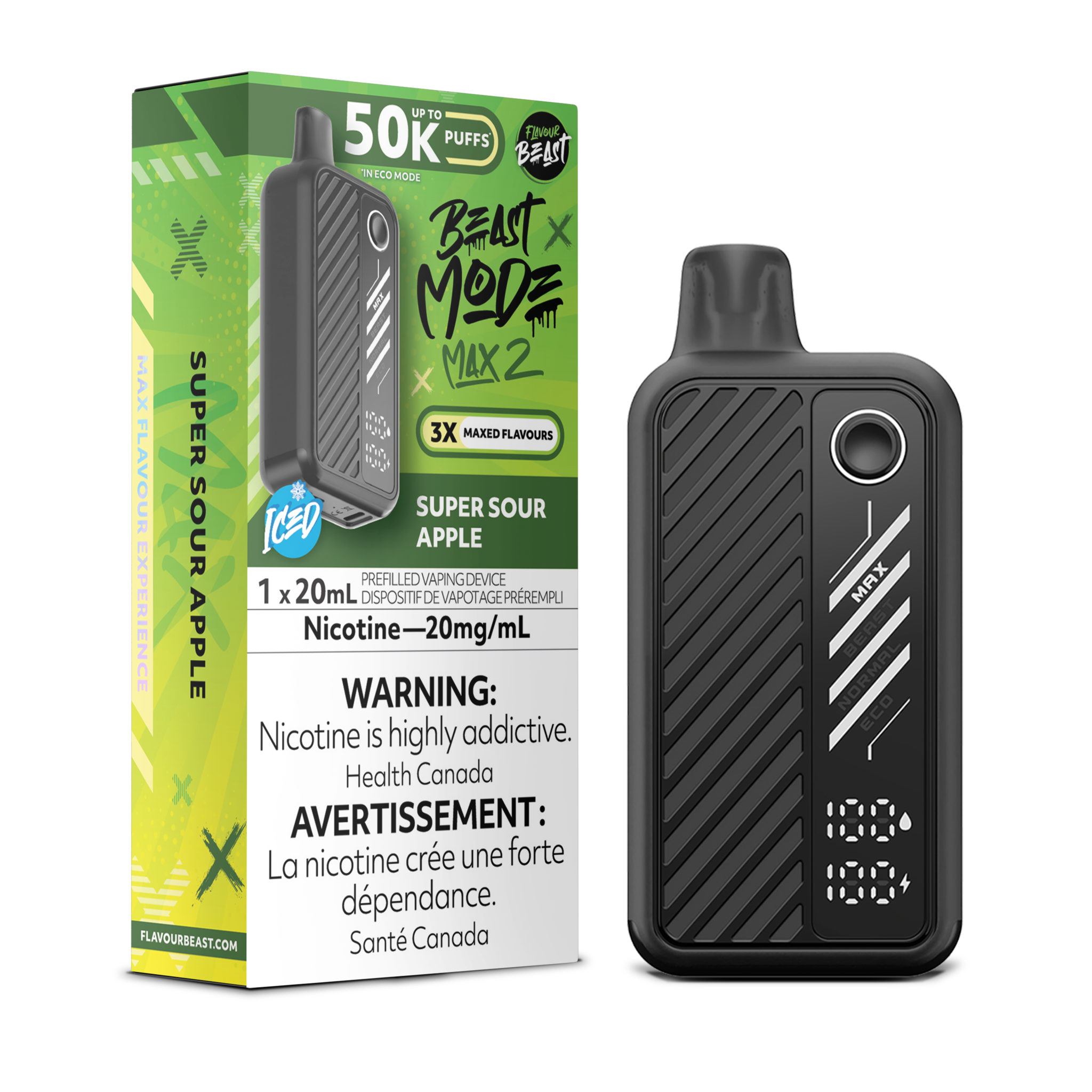 FLAVOUR BEAST BEAST MODE MAX 2 ON 50K SUPER SOUR APPLE