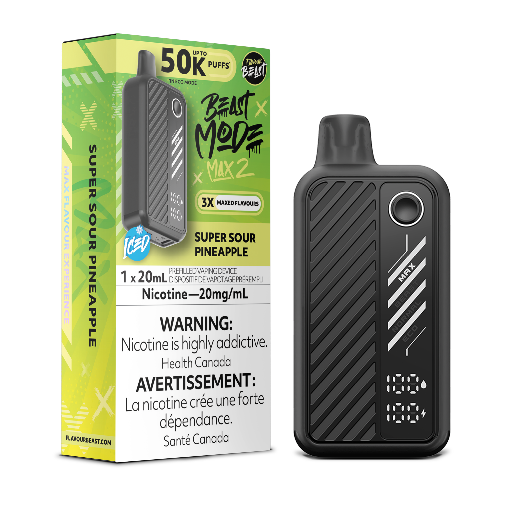 FLAVOUR BEAST BEAST MODE MAX 2 ON 50K SUPER SOUR PINEAPPLE