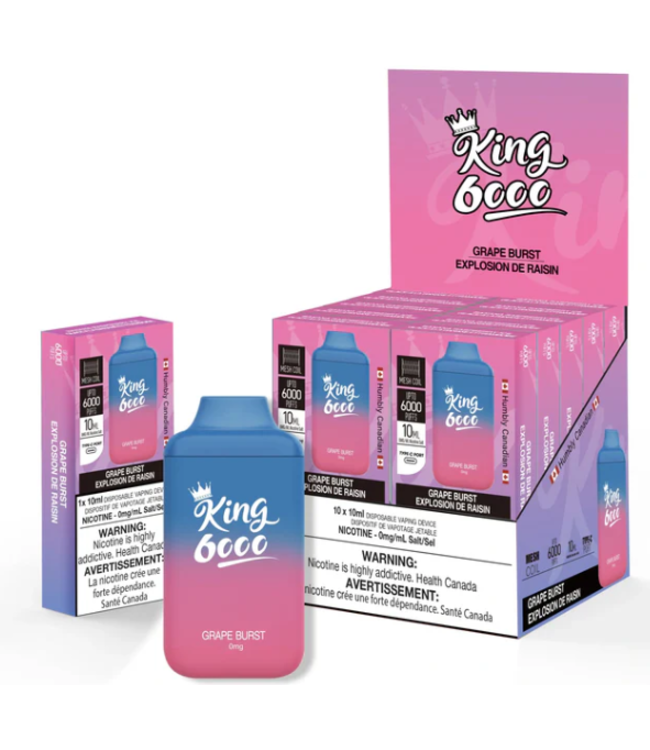 KING 6000 NICOTINE FREE ON GRAPE BURST