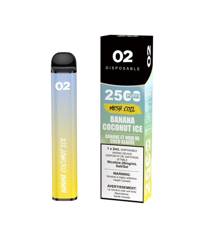 O2 2500 PUFFS  BANANA COCONUT ICE