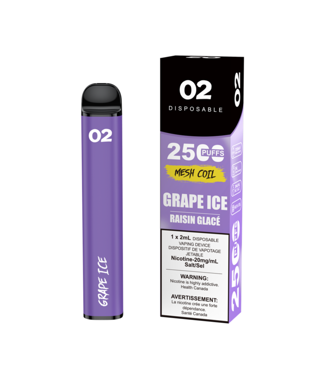 O2 2500 PUFFS  GRAPE ICE
