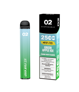 O2 O2 2500 PUFFS  GREEN APPLE ICE