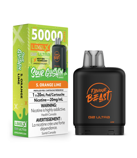 Level X FLAVOUR BEAST LEVEL X G2 ULTRA POD ON GUSHIN S. ORANGE LIME