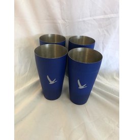 Set of 4 Blue Stainless Steel Cups
