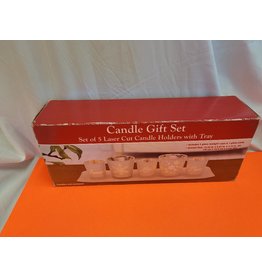 Candle Gift Set Laser Cut Candle Holders with 1 Tray