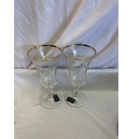 Set of 2 Mikasa Wine Glasses with Gold Rim