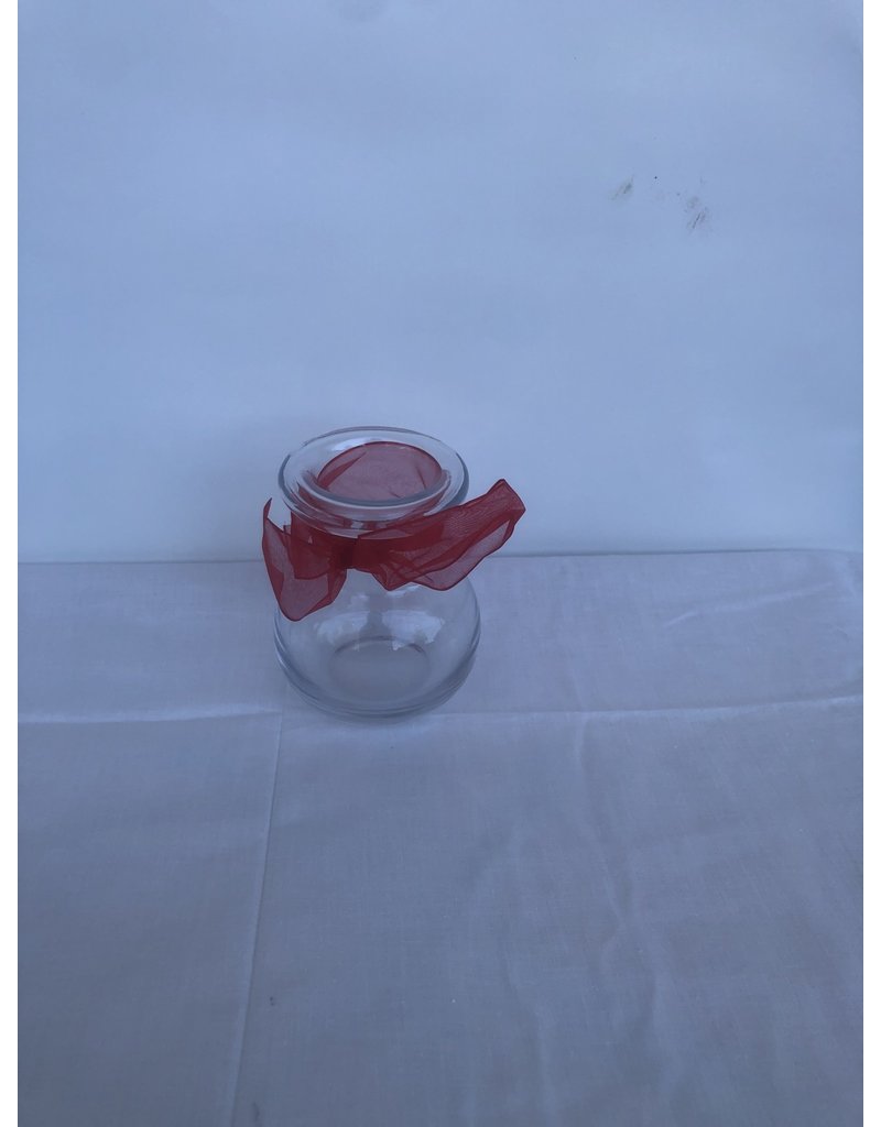 Glass Vase with Red Ribbon
