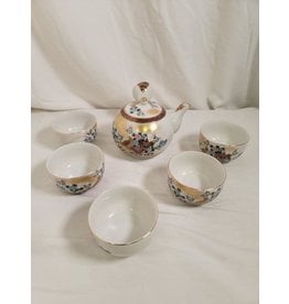 Vintage Kutani Tea Set Lidded Teapot 5 Cups Bird Design