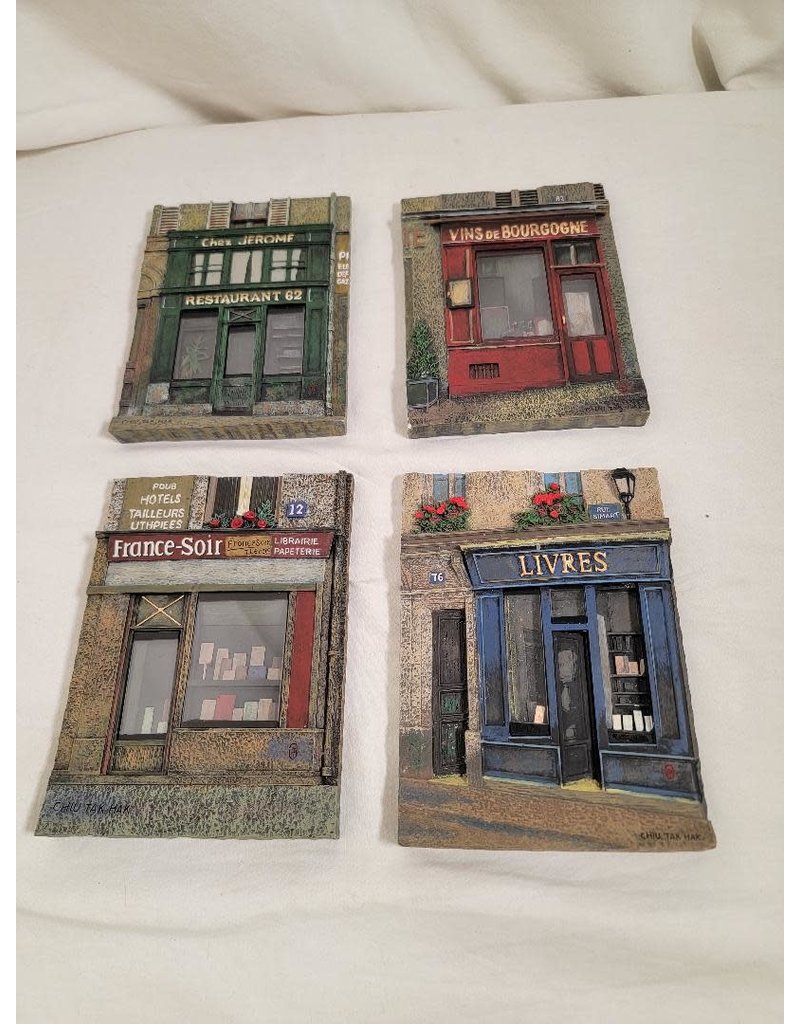 Paris Scenes Plaques 3D Molded Resin 4 Store Fronts by Chiu Tak Hak