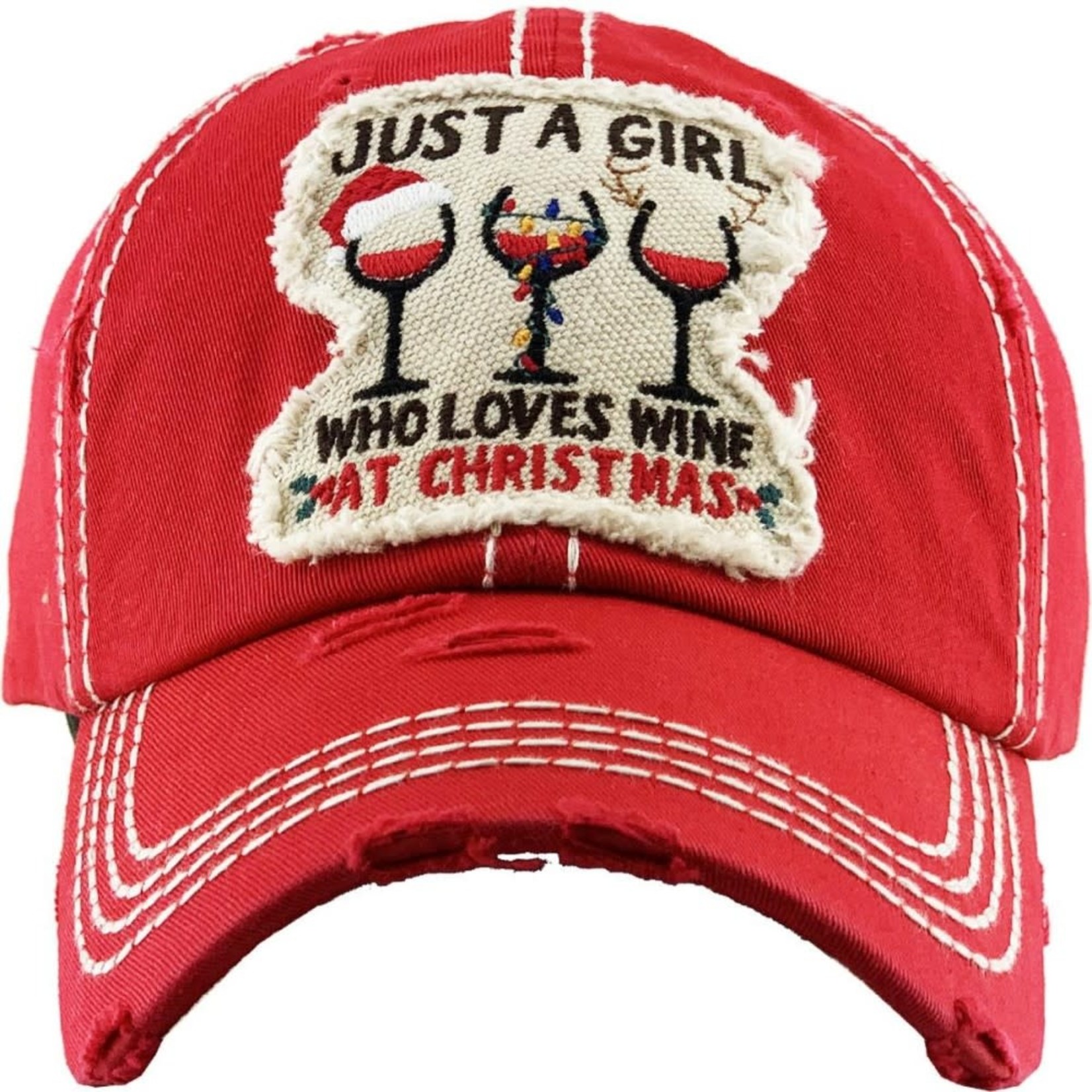 Just a Girl who loves wine at Christmas Red Cap