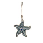 Blue Seed Beaded Starfish ornament