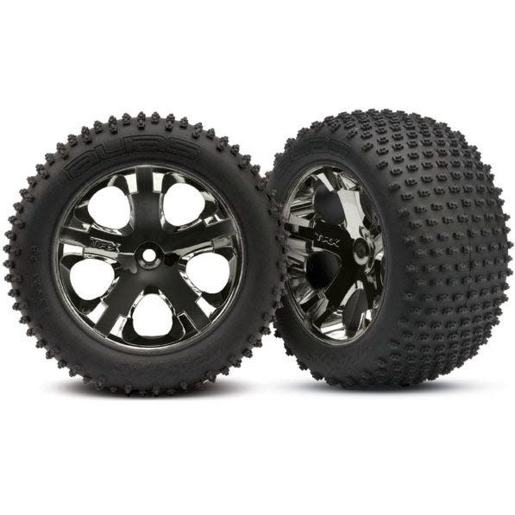 Traxxas TRAXXAS Tires & wheels, assembled, glued (2.8') (All-Star black chrome wheels, Alias tires, foam inserts) (rear) (2) (TSM rated)