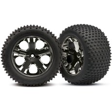 Traxxas TRAXXAS Tires & wheels, assembled, glued (2.8') (All-Star black chrome wheels, Alias tires, foam inserts) (rear) (2) (TSM rated)