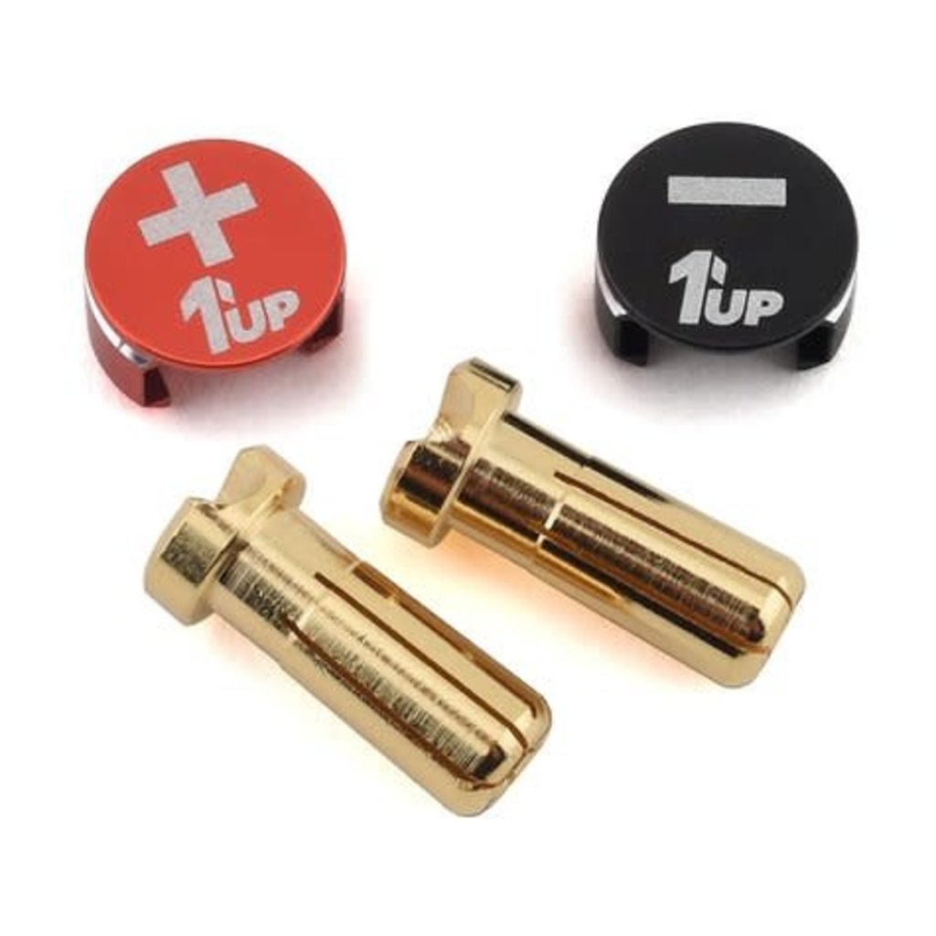1UP Racing 1UP Racing LowPro Bullet Plug Grips w/5mm Bullets (Black/Red)