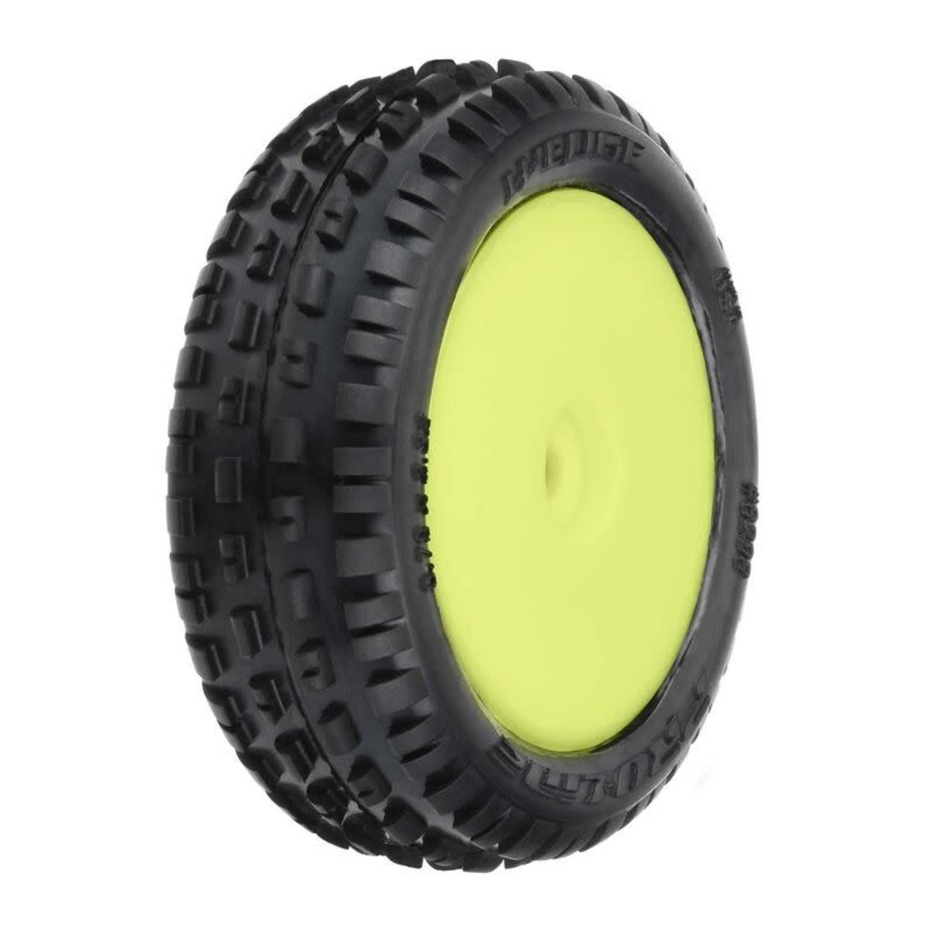 PRO-LINE Proline 1/18 Wedge Front Carpet Mini-B Tires Mounted 8mm Yellow Wheels (2)
