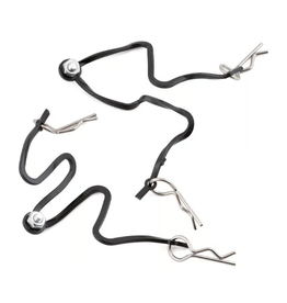 HOT RACING Hot Racing Body Clips w/Fastened Rubber Leash (Silver)