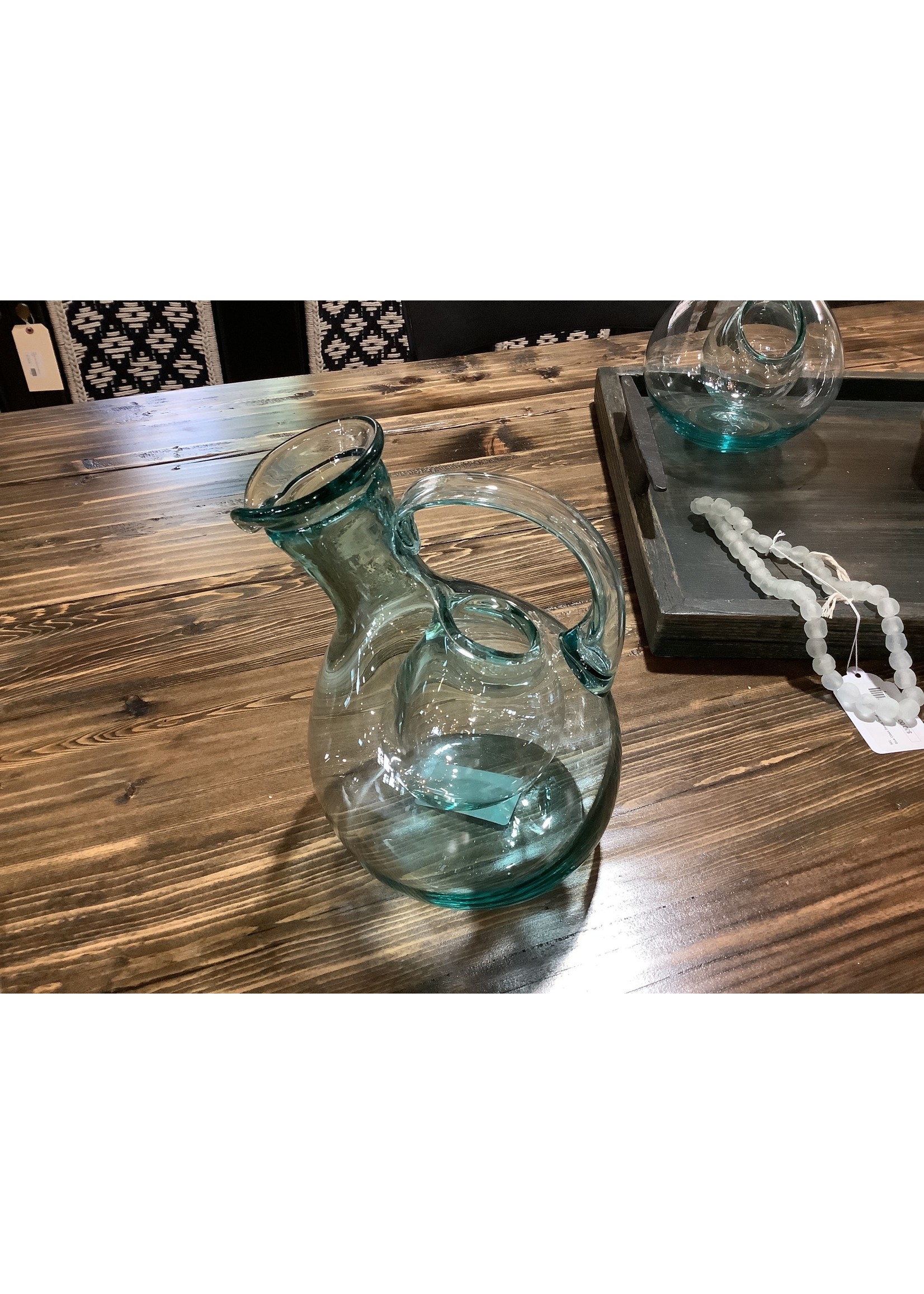 Tilted White Wine Glass Decanter w/ Ice Pocket