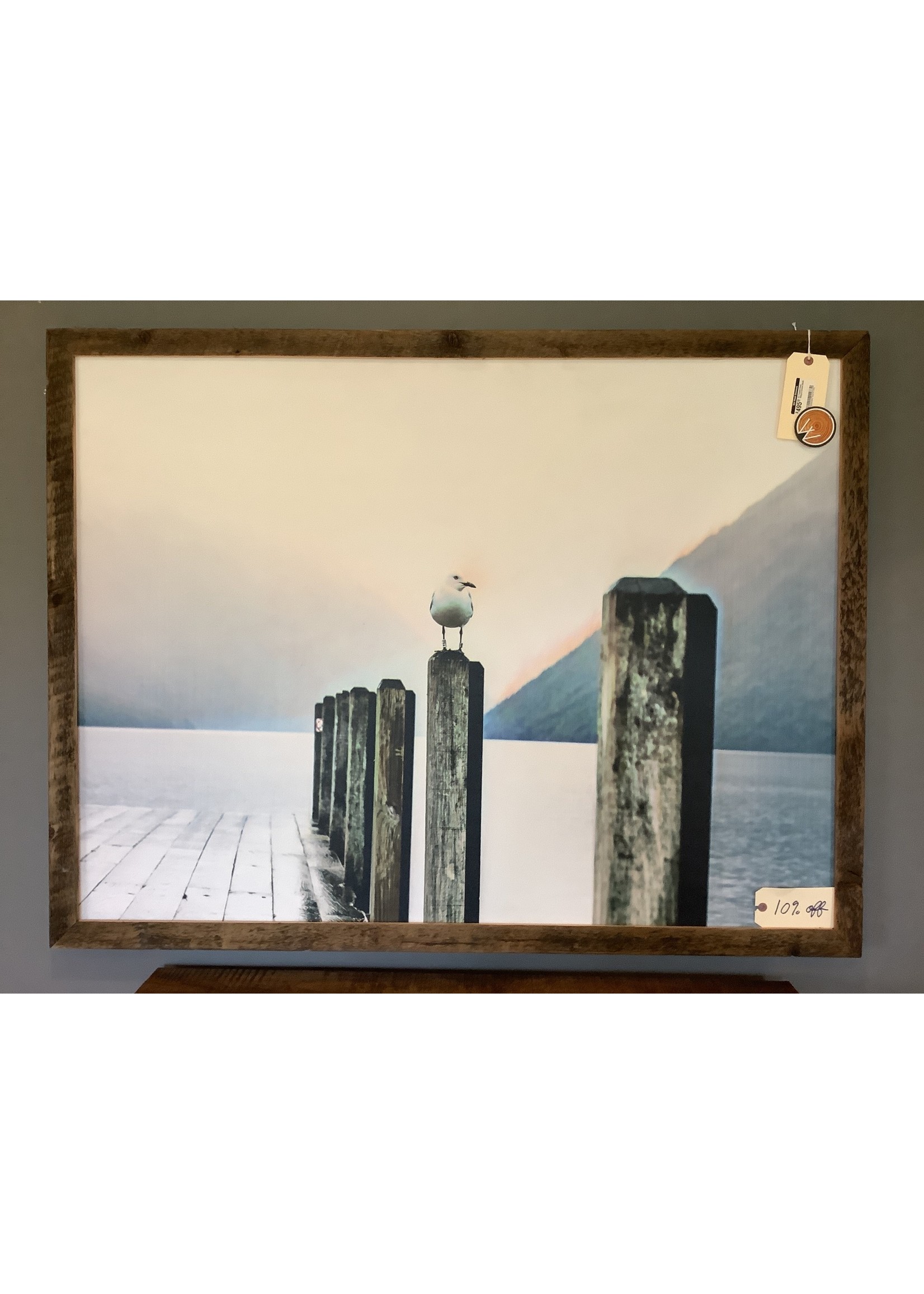 Old Wood Delaware XL Framed Dock Seagull Canvas 38x50