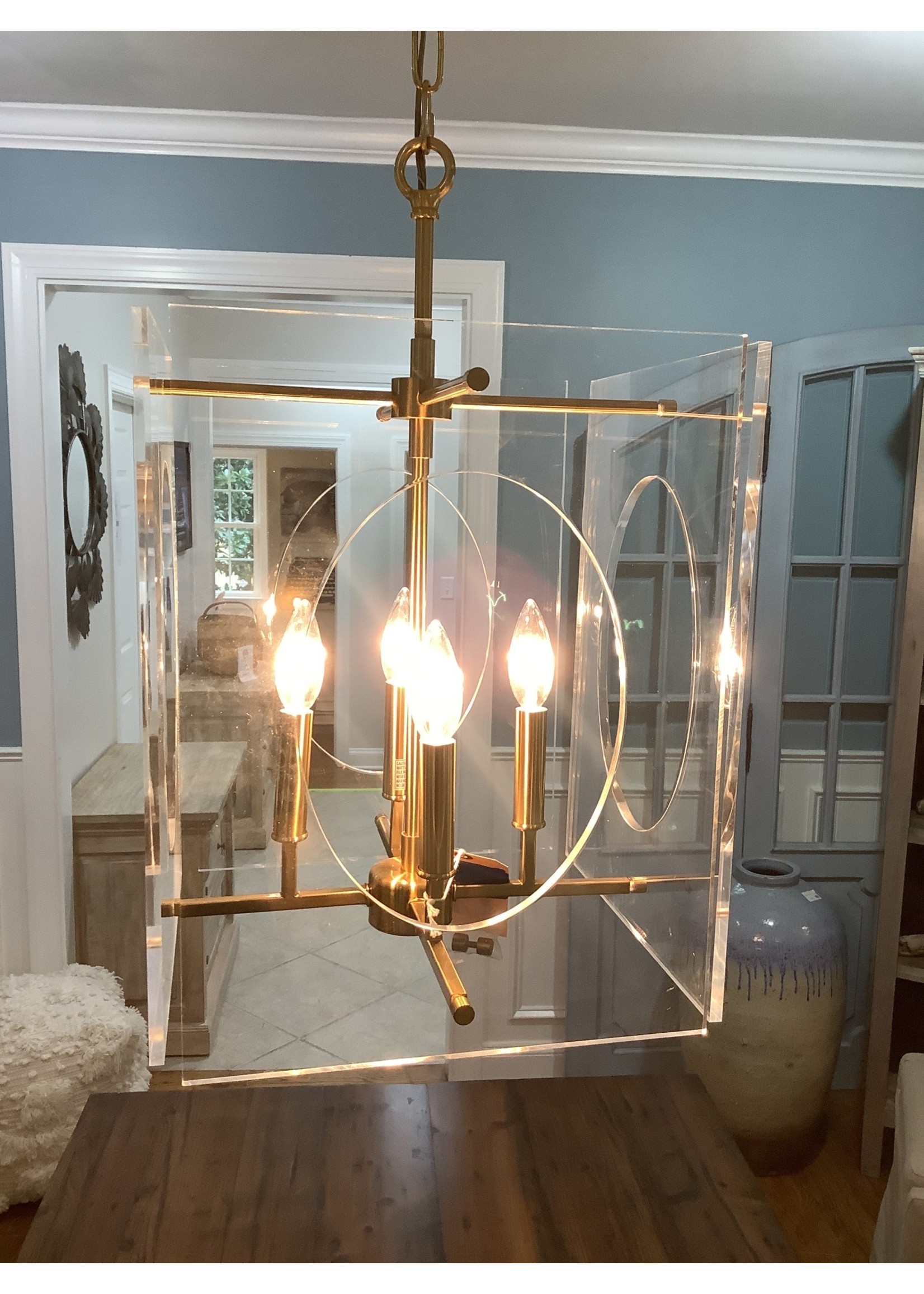 Glass Chandelier w/Gold