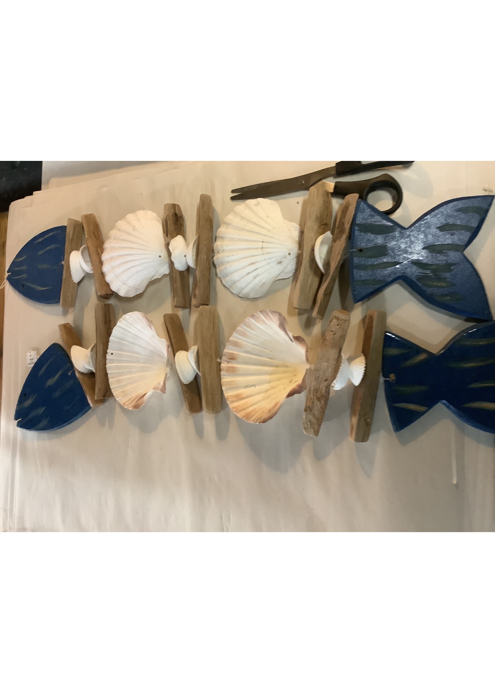 Stetson Seashells Blue Wood Fish with Scallop