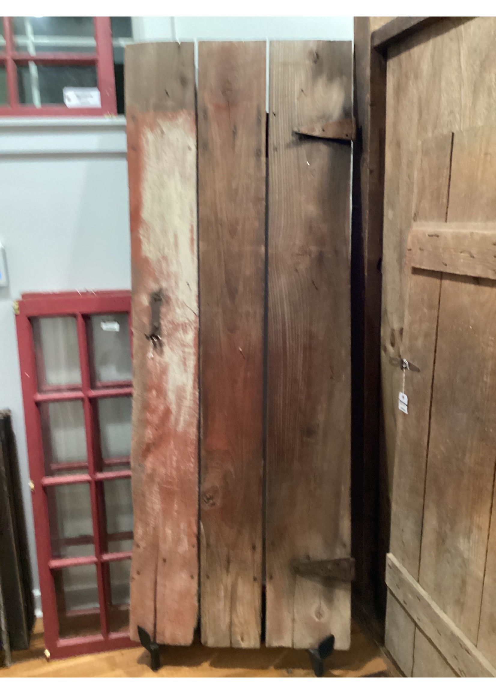 OW Reclaimed Tall Red Door with Hinges