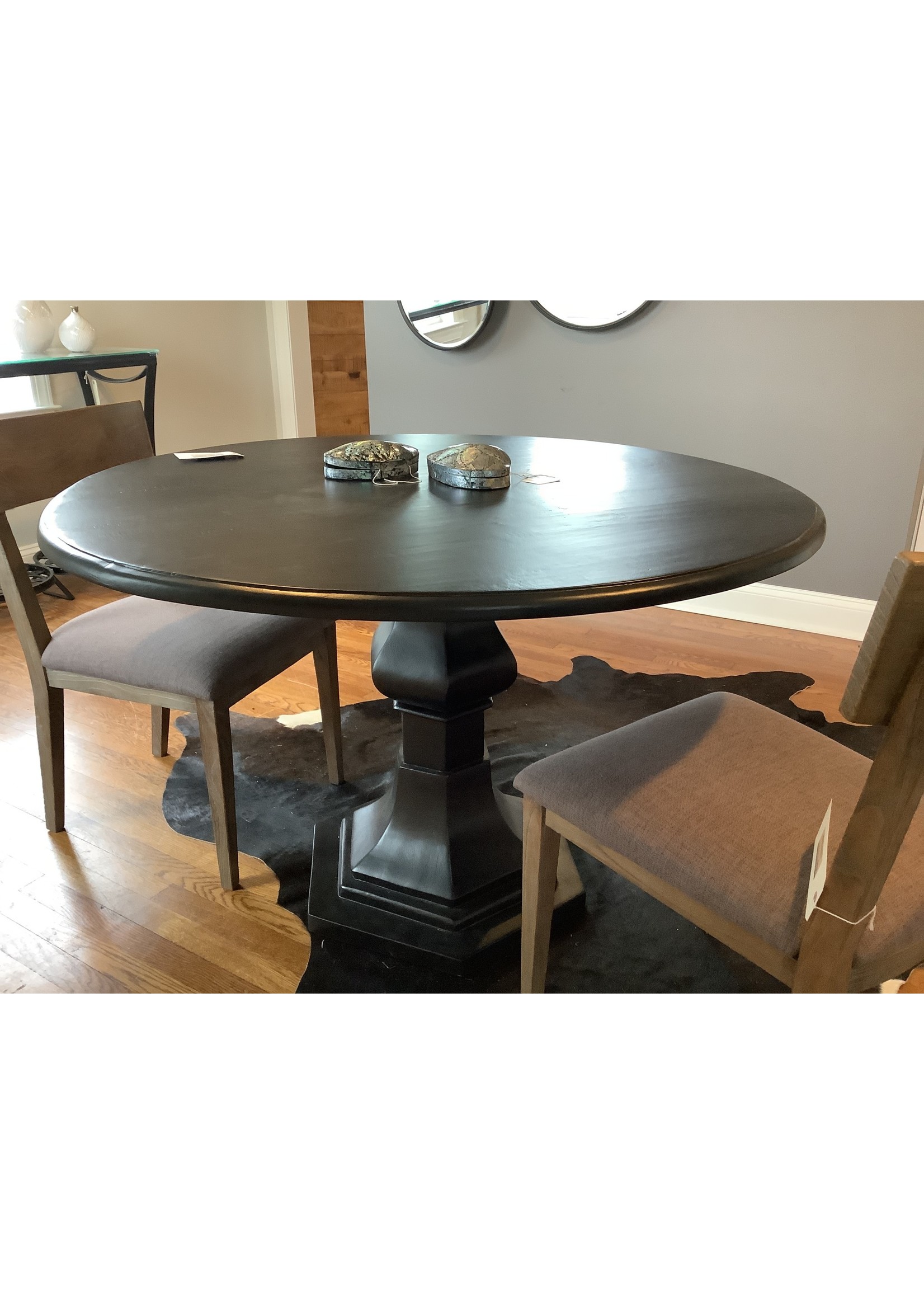 Iron Butterfly  Imports Black Round Dining Table Pedestal 48"x48"x30"