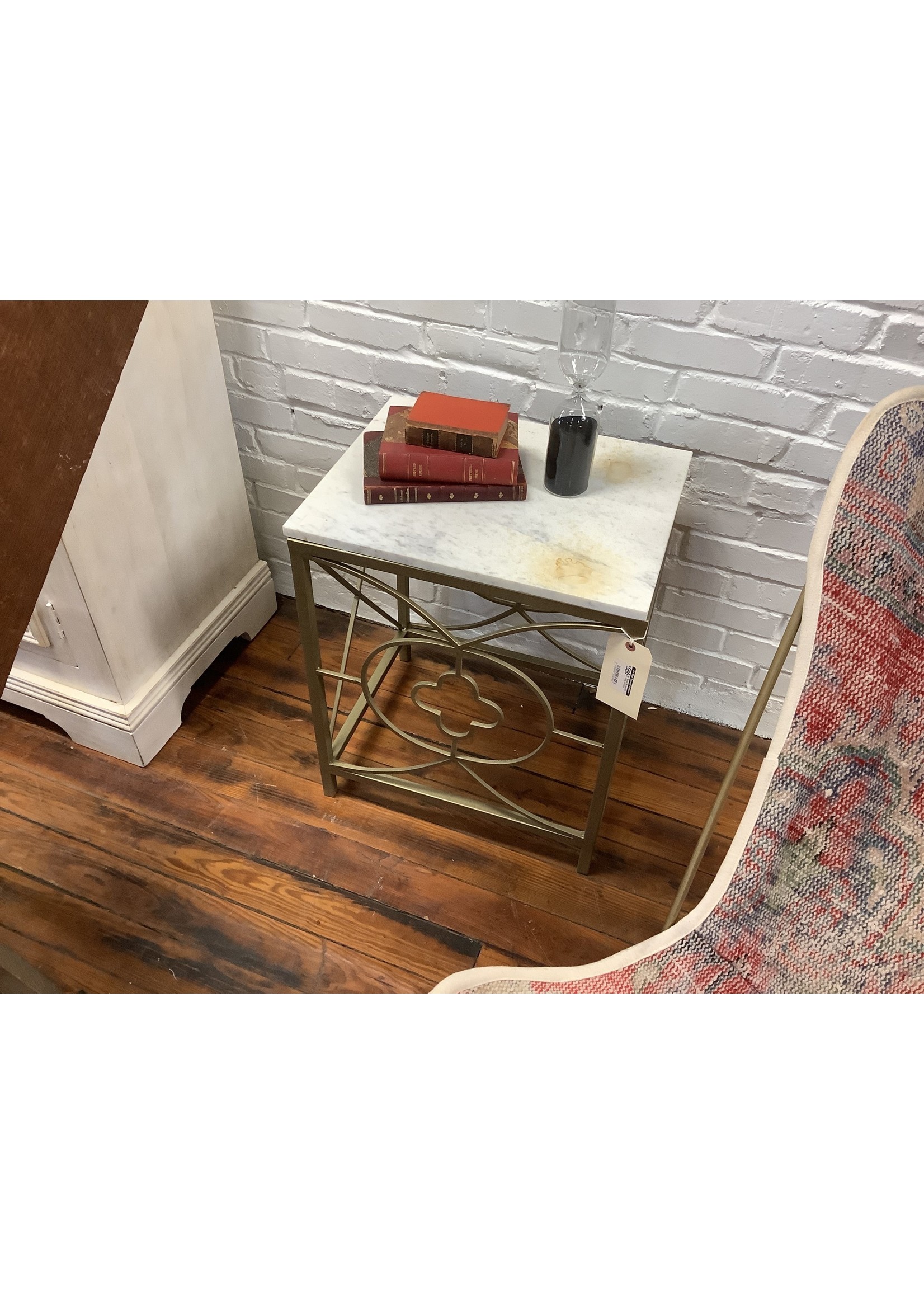 Iron Butterfly  Imports Rouge Marble Side Table 20x16x24