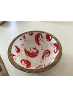 Batela Sea Style Shrimp Bowl SM Enamel & Wood WHT/RED