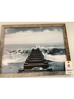 Old Wood Delaware OW Canvas Wall Art - Waves Crashing on Jetty 26x20