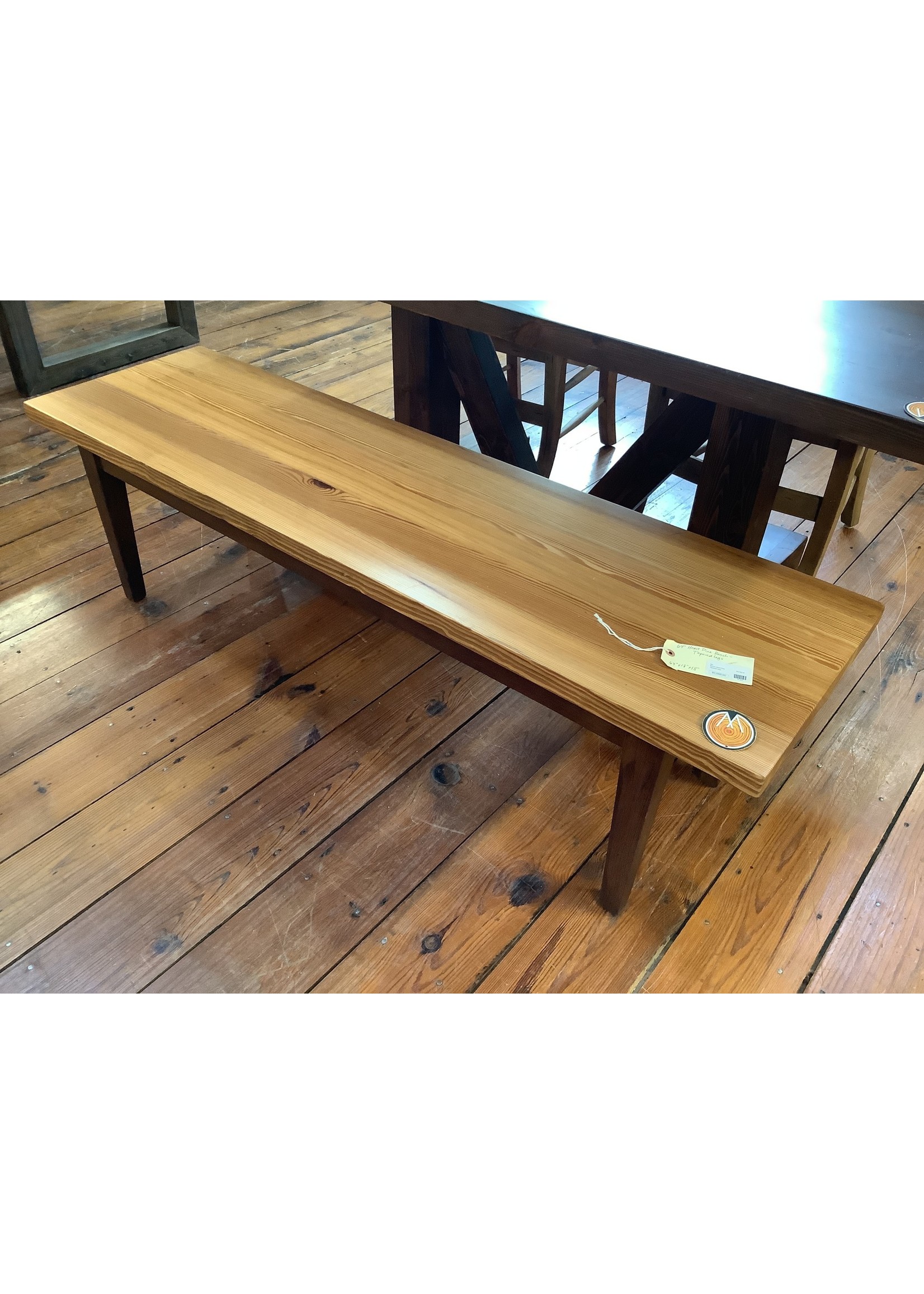 Old Wood Delaware Bench- Heart Pine 64”x18”x18”