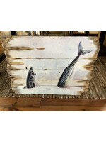 Old Wood Delaware OW Jumping Fish - Burned Plank Art 36x24