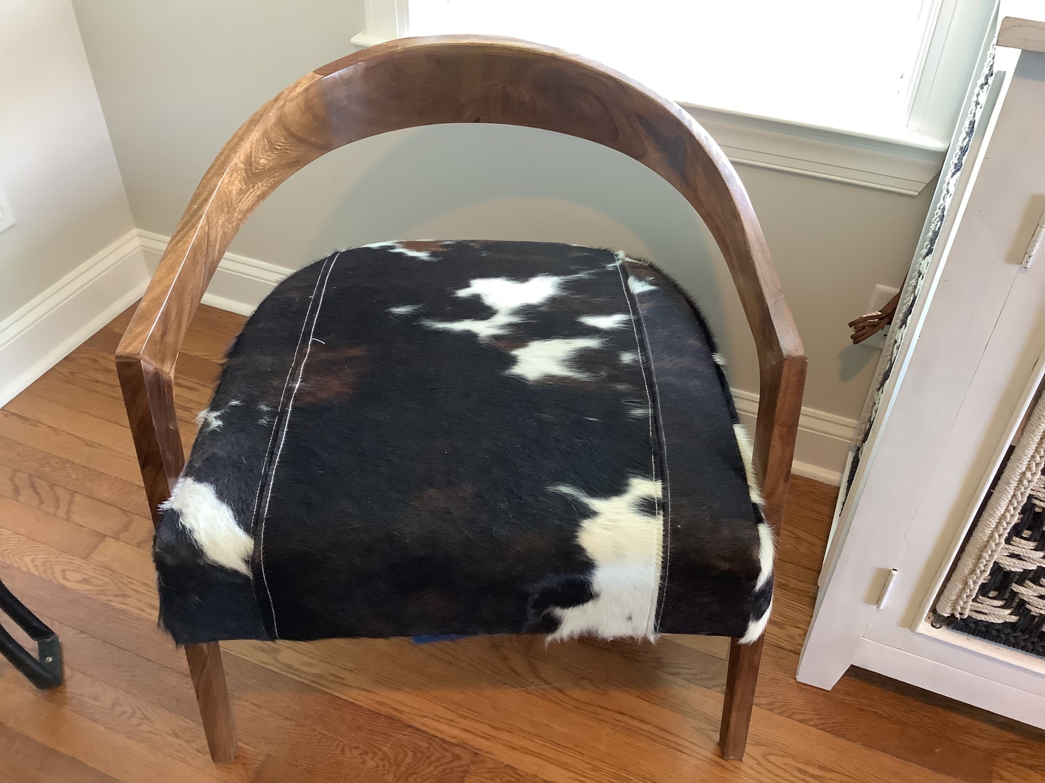 Iron Butterfly Imports Black and White Hide Chair Old Wood Delaware