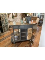 Iron Butterfly  Imports Iron 2 Door 2 Drawer Rolling Bar Cabinet 40 x 24 x 39