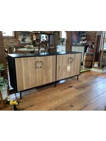 Crestview Collection Black Mango Cabinet with Oak Doors 72x16x33